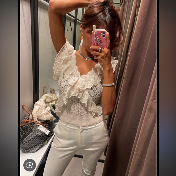 ZARA RUFFLED KNIT TOP - Picture 6 of 7